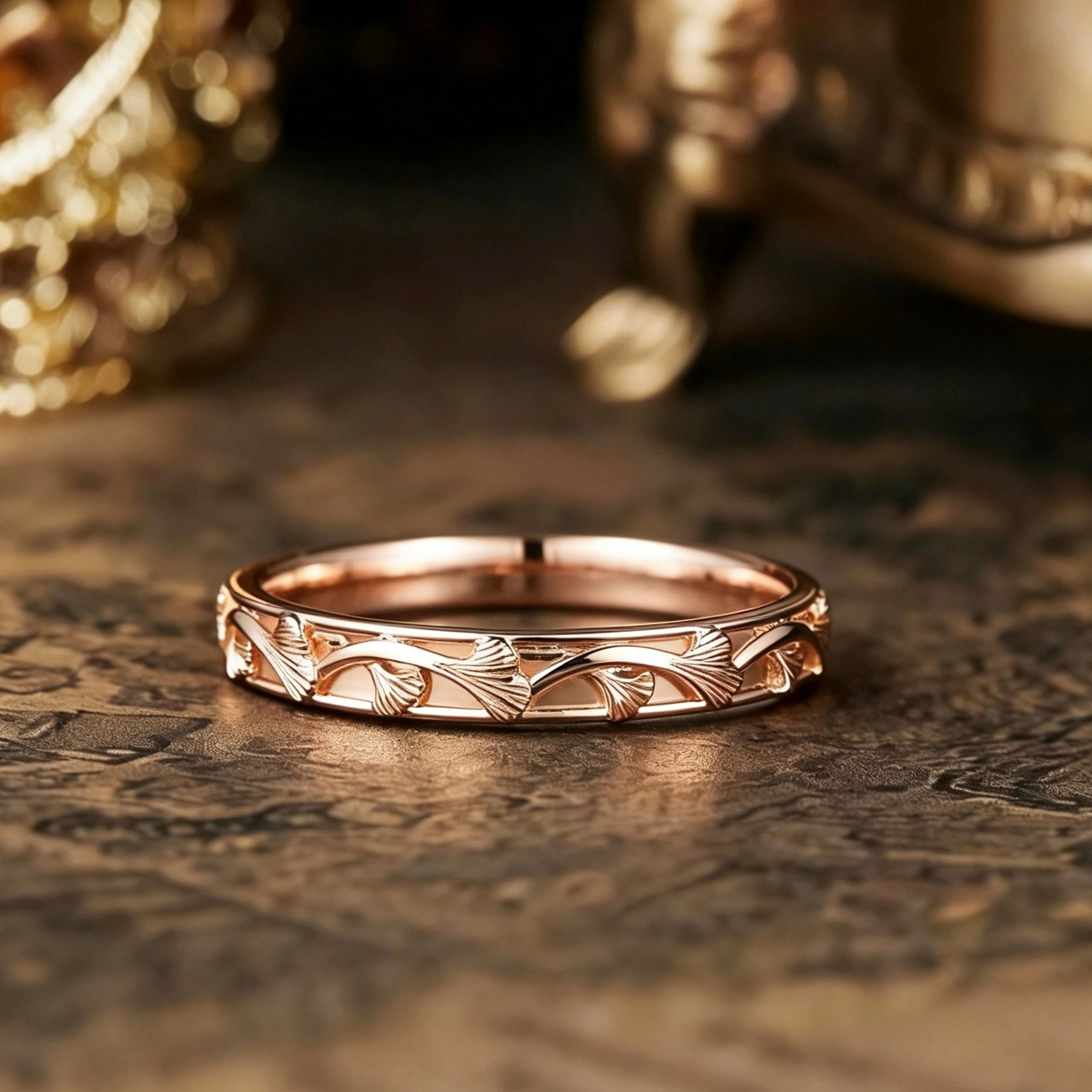 Leaf Inspired | Leaf and Berry Design Wedding Band