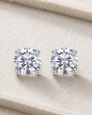 Round 4 claw sparkle solitaire stud earrings