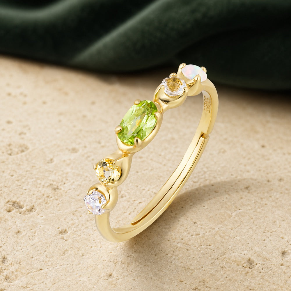 Adjustable Vintage Gold Peridot Stacking Ring