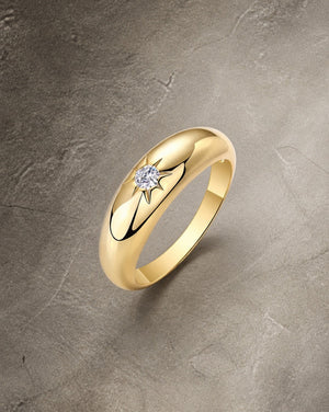 Antique Sunny Solitaire Chunky Ring-Unisex — front view on Architect's Stone background