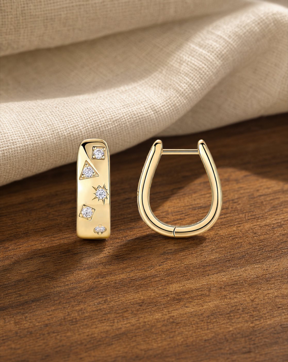Adjustable opal halo gold solitaire ring in silver on warm botanical stone