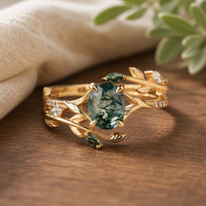 Moss Agate natural walnut tabletop