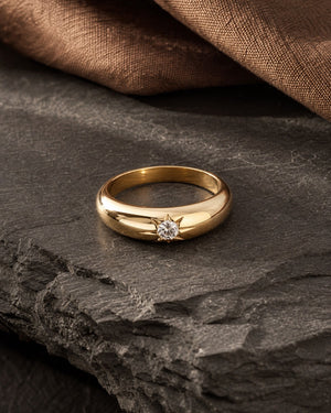 Antique Sunny Solitaire Chunky Ring-Unisex — slate supported front view