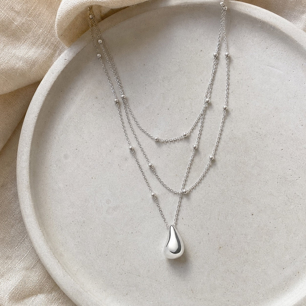 Savi Droplet Pendant & Double Necklace Set | Sterling Silver