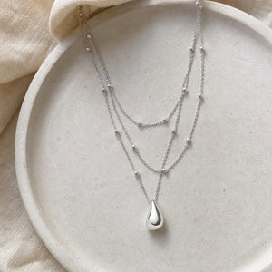 Savi Droplet Pendant & Double Necklace Set | Sterling Silver