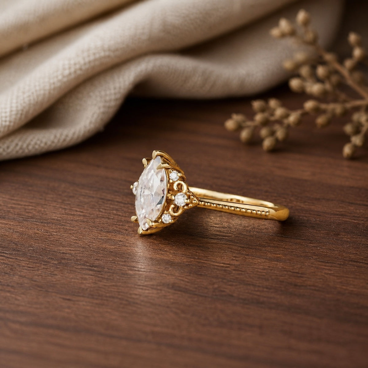 Marquise Moissanite Ring-Evanthe
