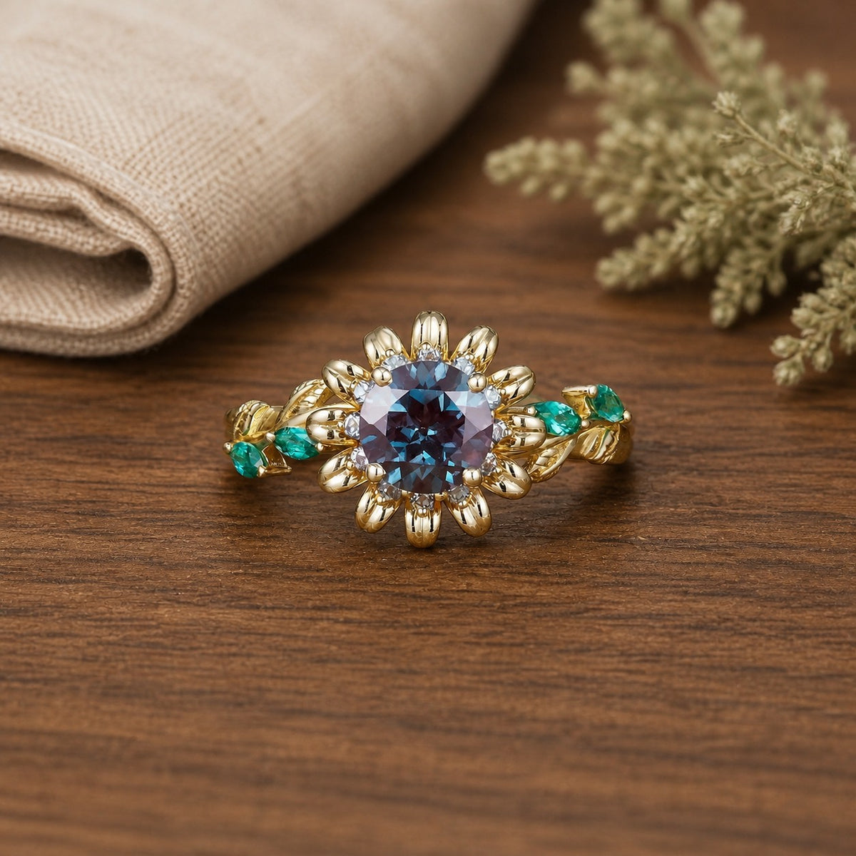 Sunflower Inspired Engagement Ring