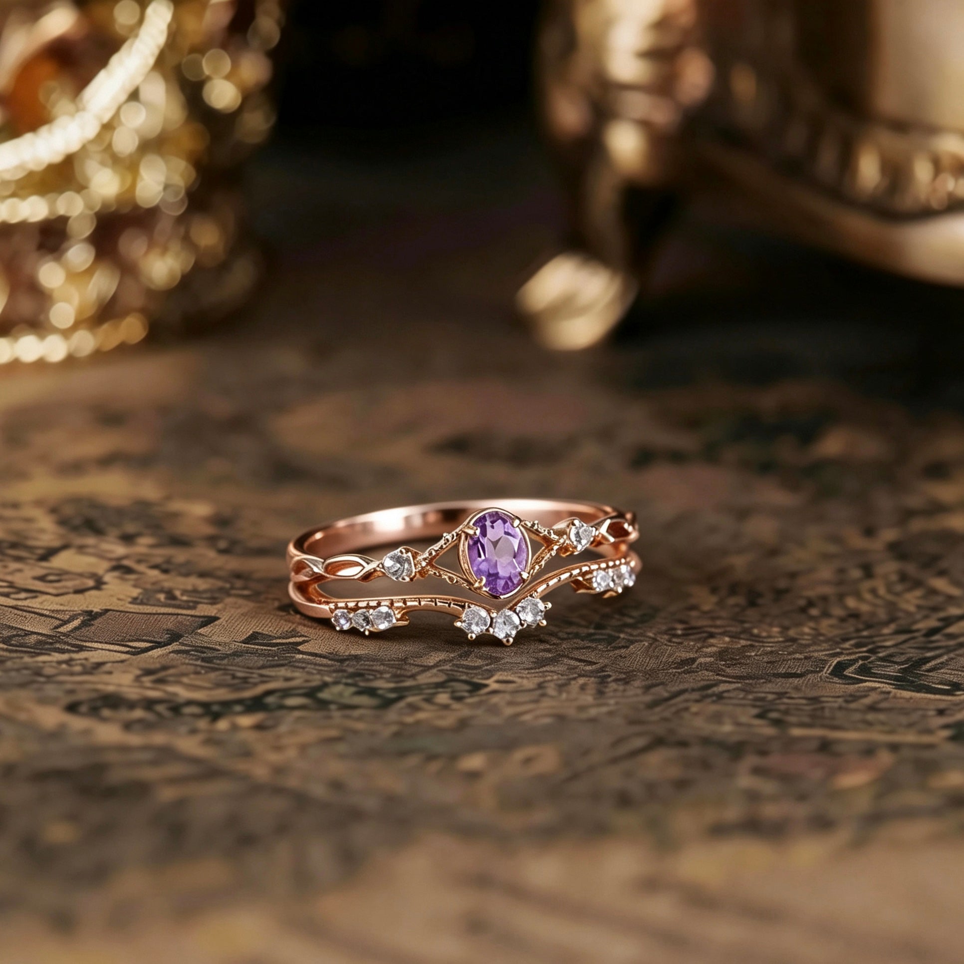 Versatile Dainty Color Gemstone Thin Ring, Gentle and Sweet Natural Amethyst Ring