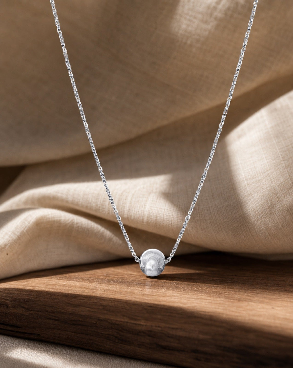 Silver Chatoyancy Ball Bead Necklace