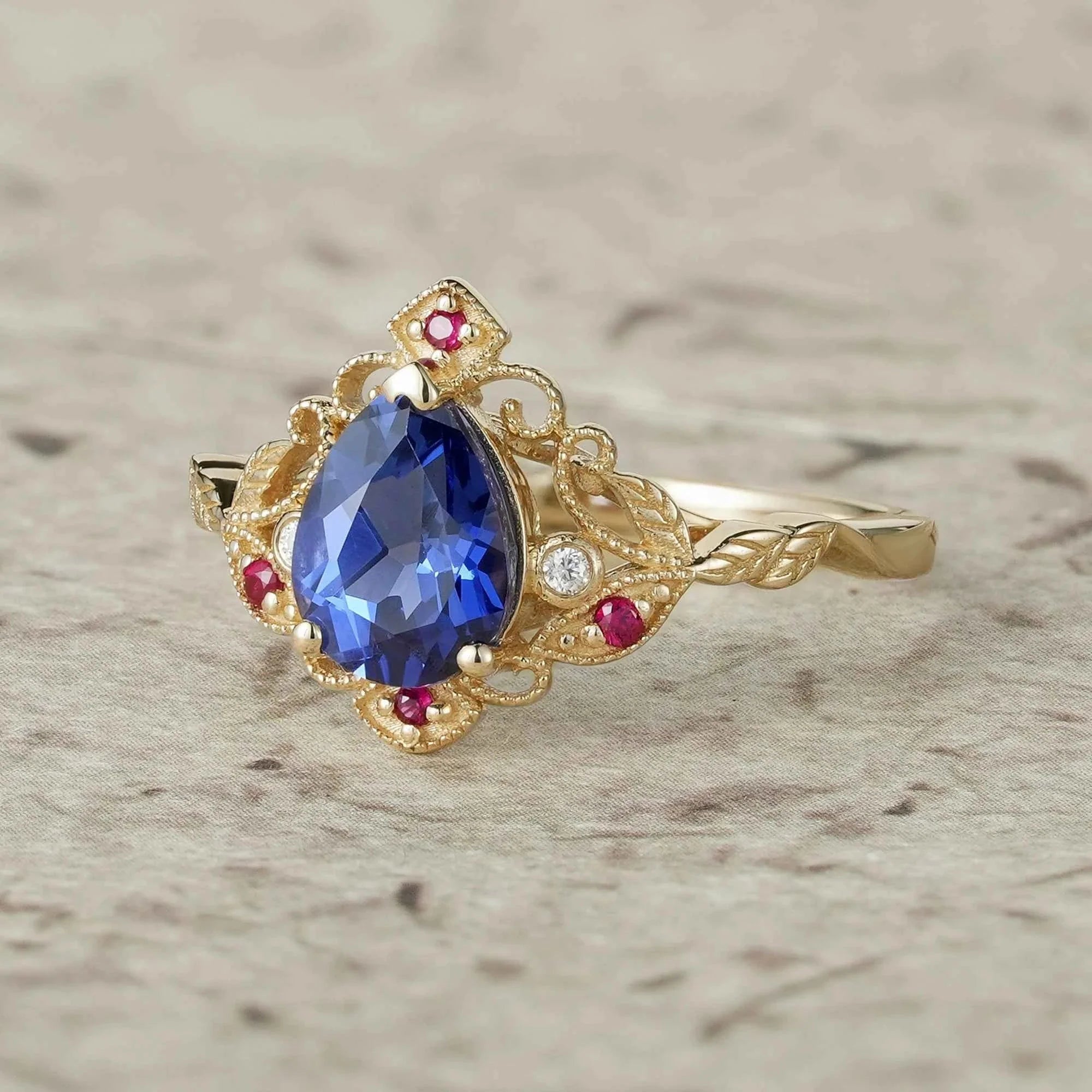 Vintage Milgrain Cornflower Sapphire Engagement Ring- Orabelle