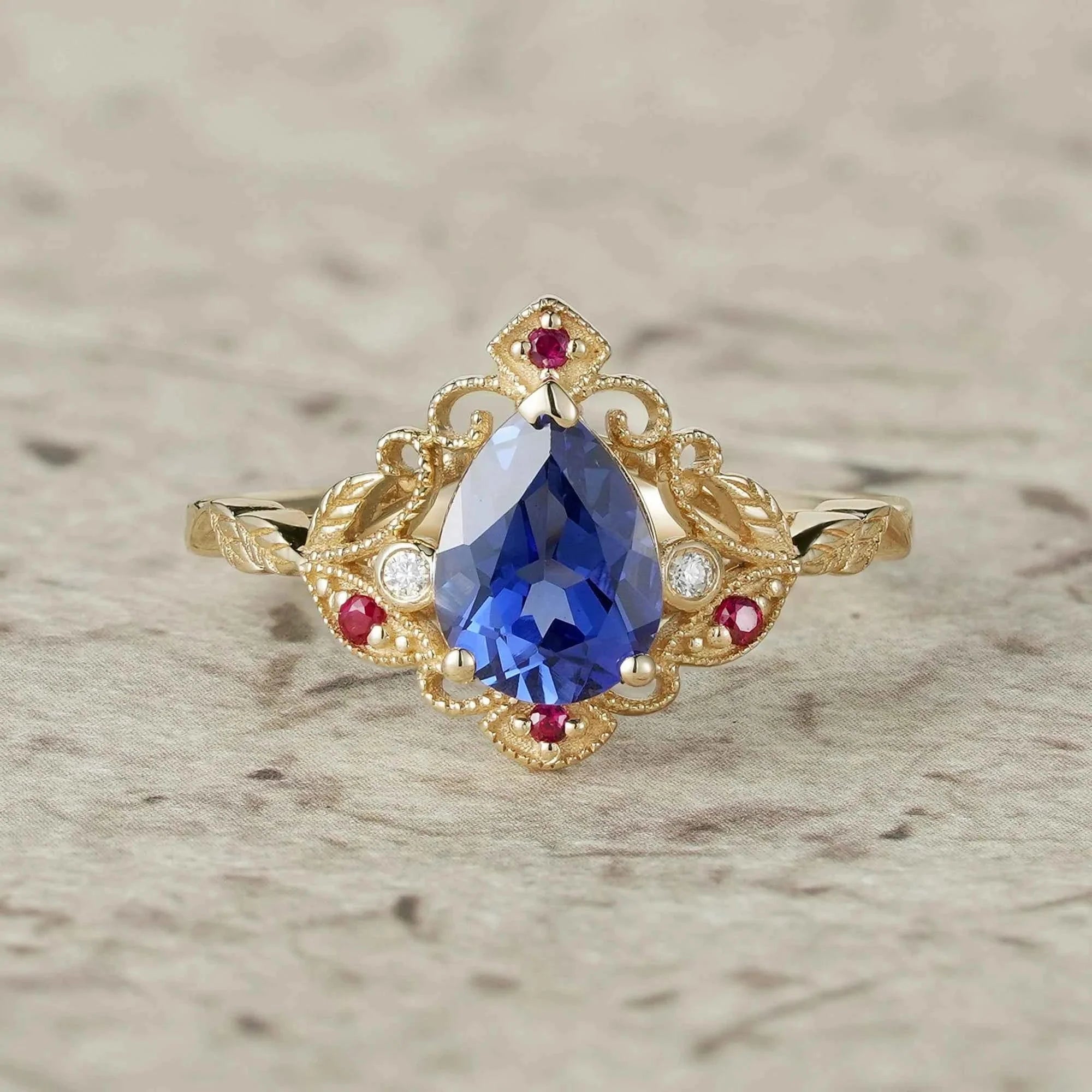 Vintage Milgrain Cornflower Sapphire Engagement Ring- Orabelle