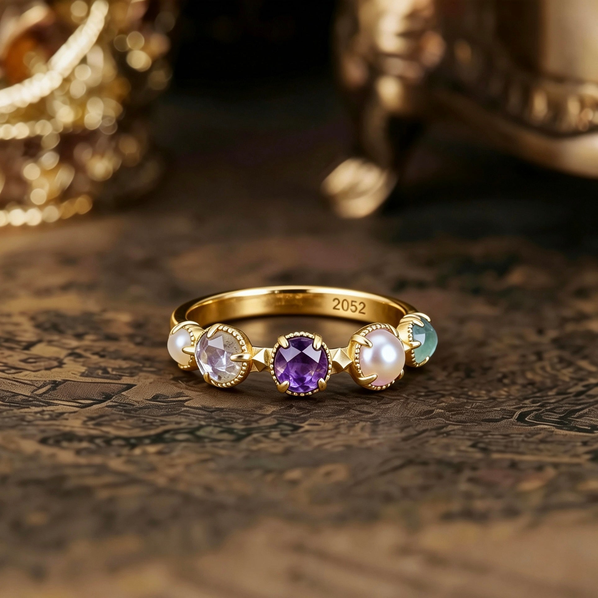 Artistic Vintage Candy Ring S925 Sterling Silver Open Design Natural Lab Moonstoneb and Amethyst ring
